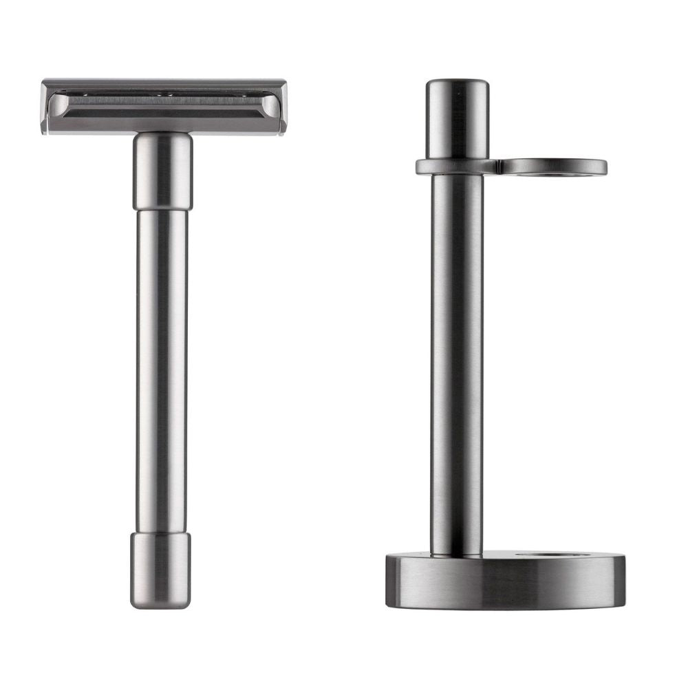 Set #6: Mattierter Rasierhobel + mattierter Rasierständer