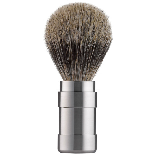 101RGE21 PILS: Shaving brush Grey badger 21mm, stainless steel matted                                