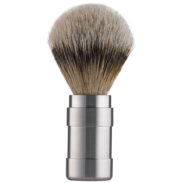 101RWE21 PILS: Shaving brush badger silvertip 21mm, stainless steel matted