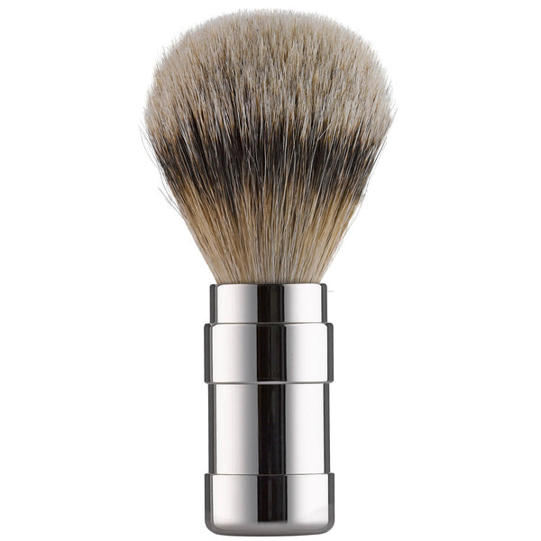 101RWL23 PILS: Shaving brush badger silvertip 23mm, stainless steel polished                                