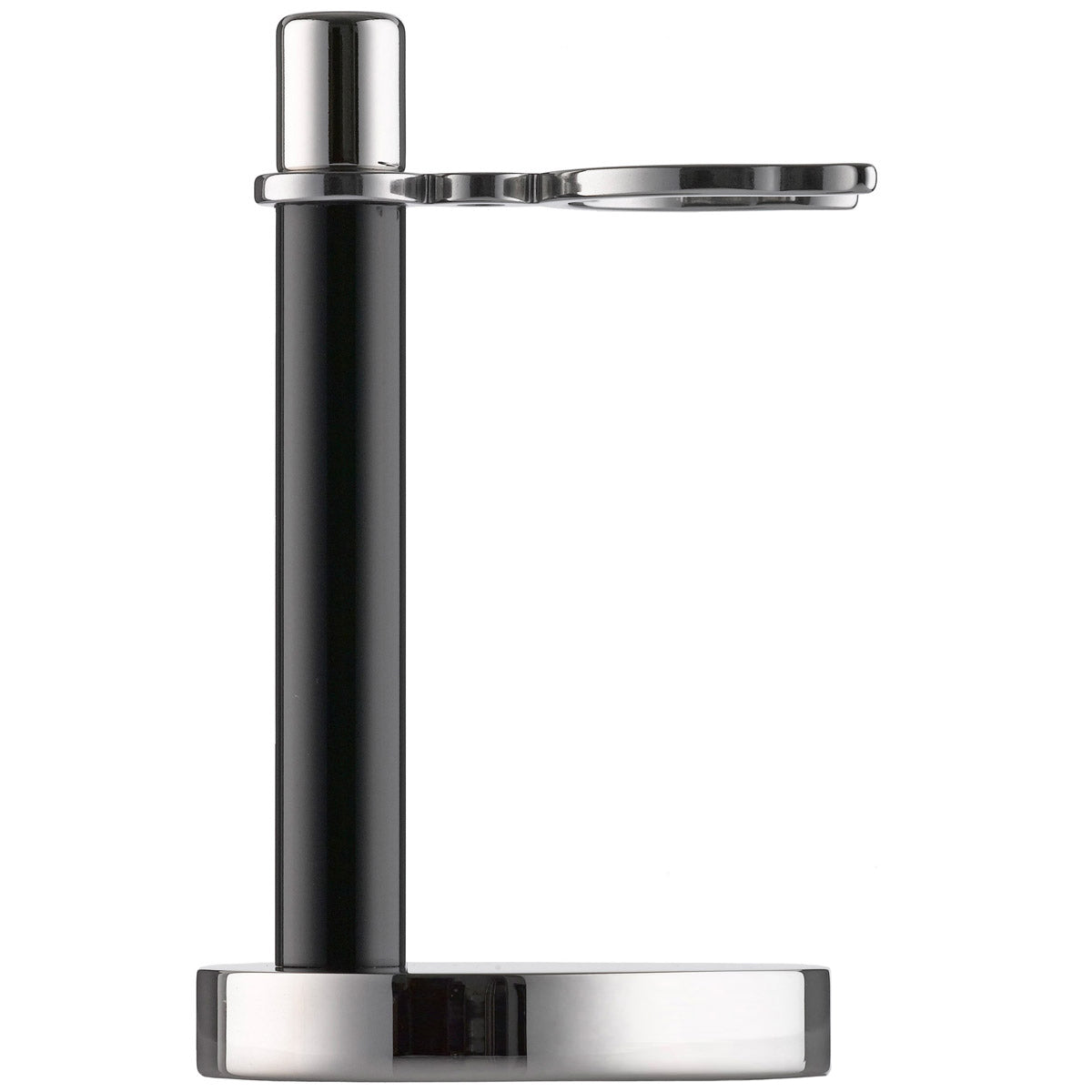 104HPL PILS: Stand for shaving brushes, Plexiglas black/stainless Steel polished                                