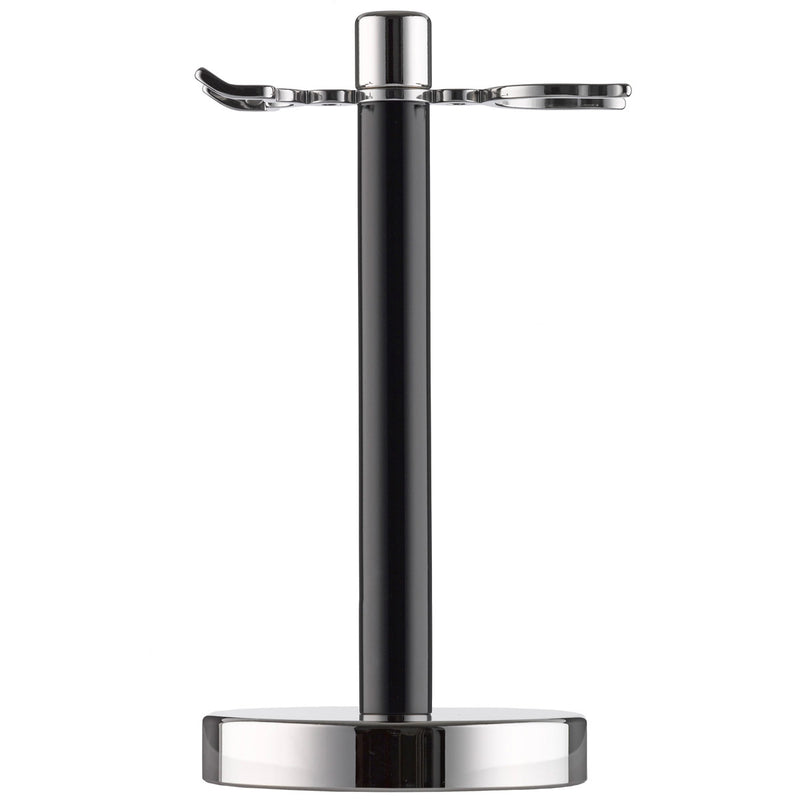104L PILS: Shaving stand large, for brushes and razors, Plexiglass black / stainless steel polished                                