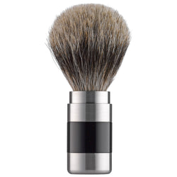 104RGE21 PILS: Shaving brush grey badger 21mm, Plexiglass black / stainless steel matted                                