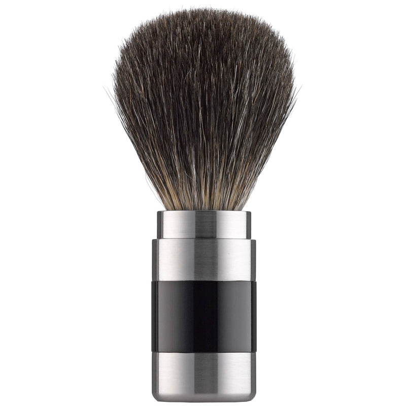 104RSE21 PILS: Shaving brush black badger 21mm, Plexiglass black / stainless steel matted                                