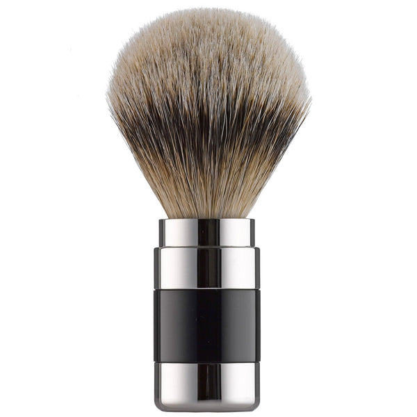 104RWL21 PILS: Shaving brush badger silvertip 21mm, Plexiglass black / stainless steel polished                                