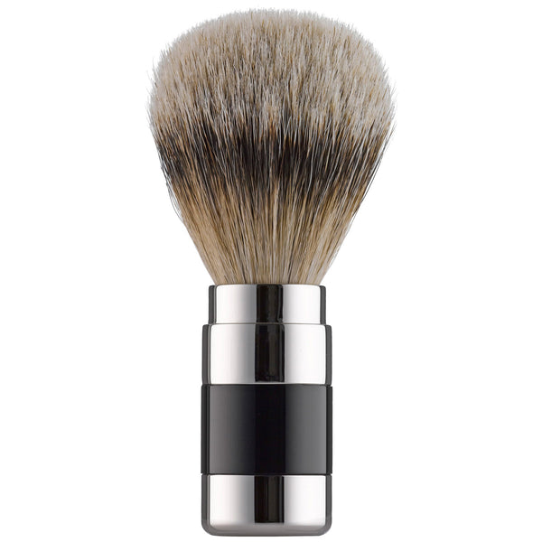 104RWL23 PILS: Shaving brush badger silvertip 23mm, Plexiglass black / stainless steel polished                                