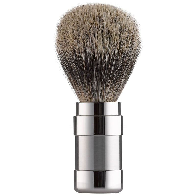 118RGL21 PILS: Shaving brush grey badger 21mm, stainless steel polished / matted