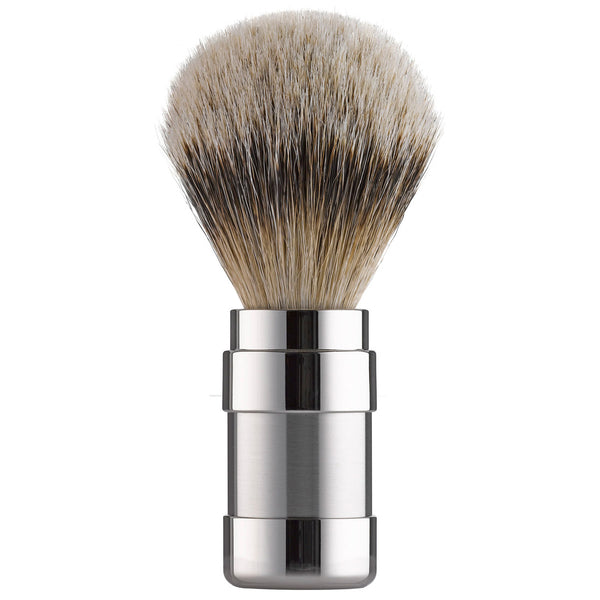 118RWL21 PILS: Shaving brush badger silvertip 21mm, stainless steel polished / matte
