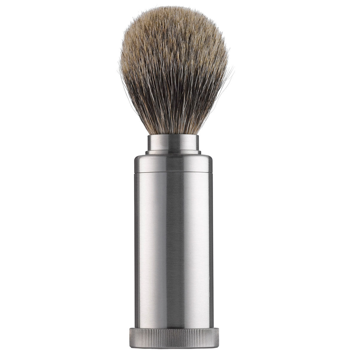 500 PILS shaving brushes in stainless steel tube, grey badger