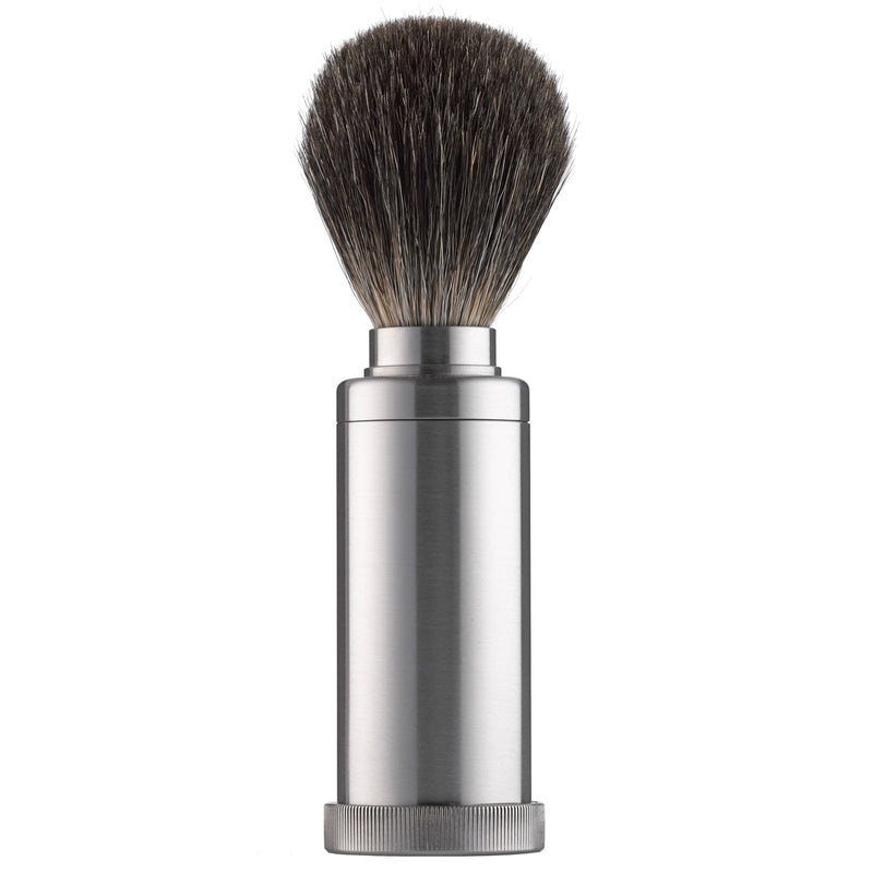 502 PILS: Shaving brush in stainless steel tube, black badger